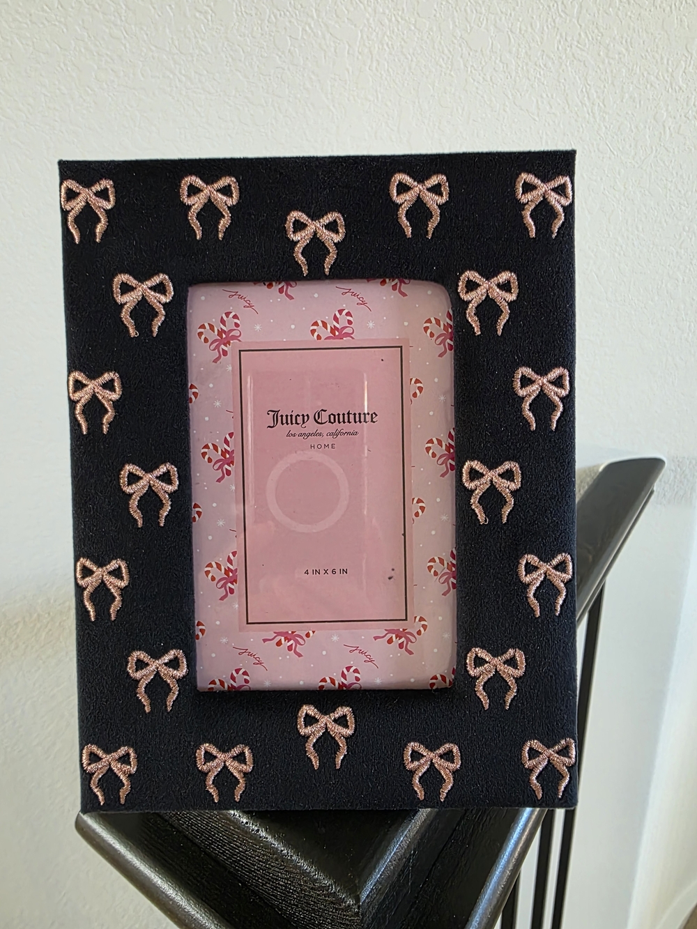 NWT Juicy Couture Black Frame with Pink Bow Embellishments